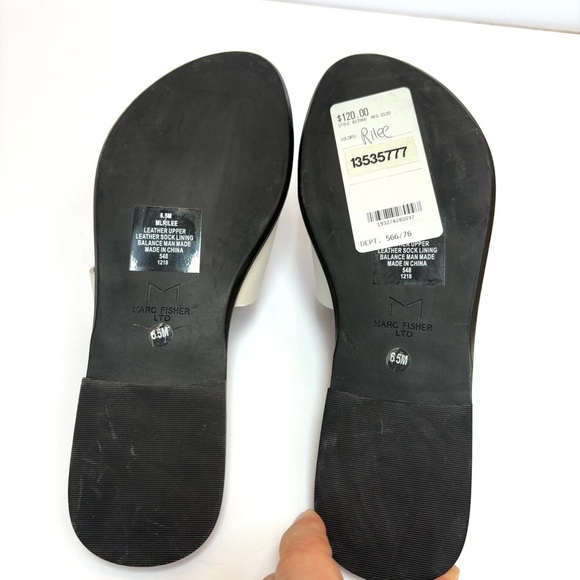 Marc Fisher LTD Rilee Strappy Flat Slide Leather Sandal White Size 6.5 NEW - Picture 8 of 10